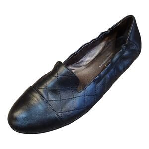 AGL Monika Quilted Black Cap Toe Leather Ballet Flats Classic Women's 41 US 10.5